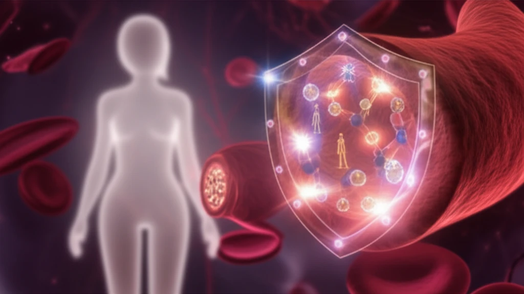 Glowing blood vessels protected by estrogen and activated Notch1, symbolizing women's cardiovascular health.