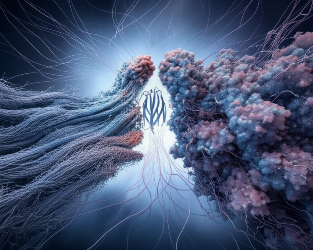 Protein molecule transforming into various aggregate structures.