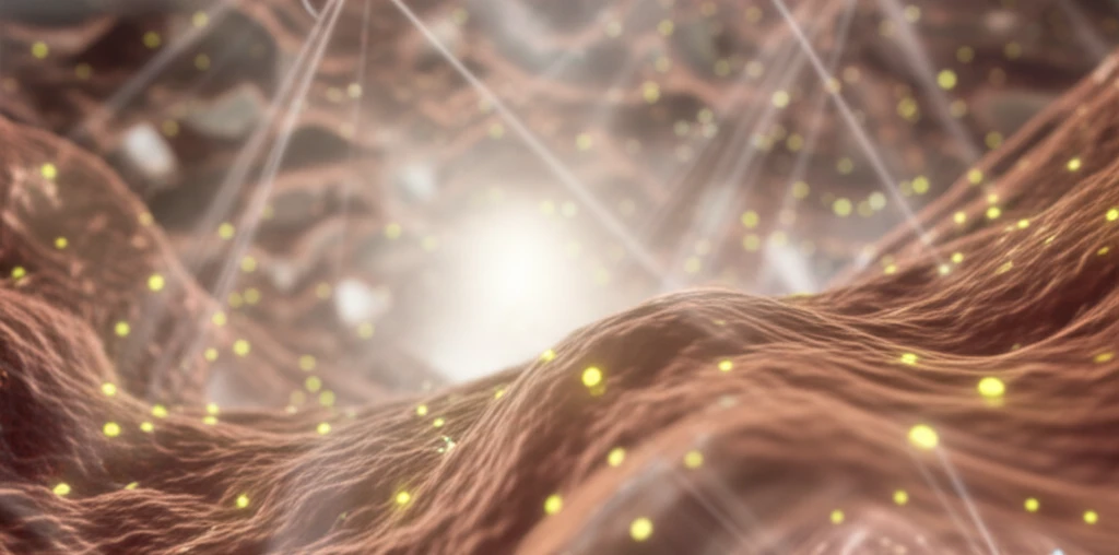 Microscopic view of nanofibers creating a protective barrier against X-rays