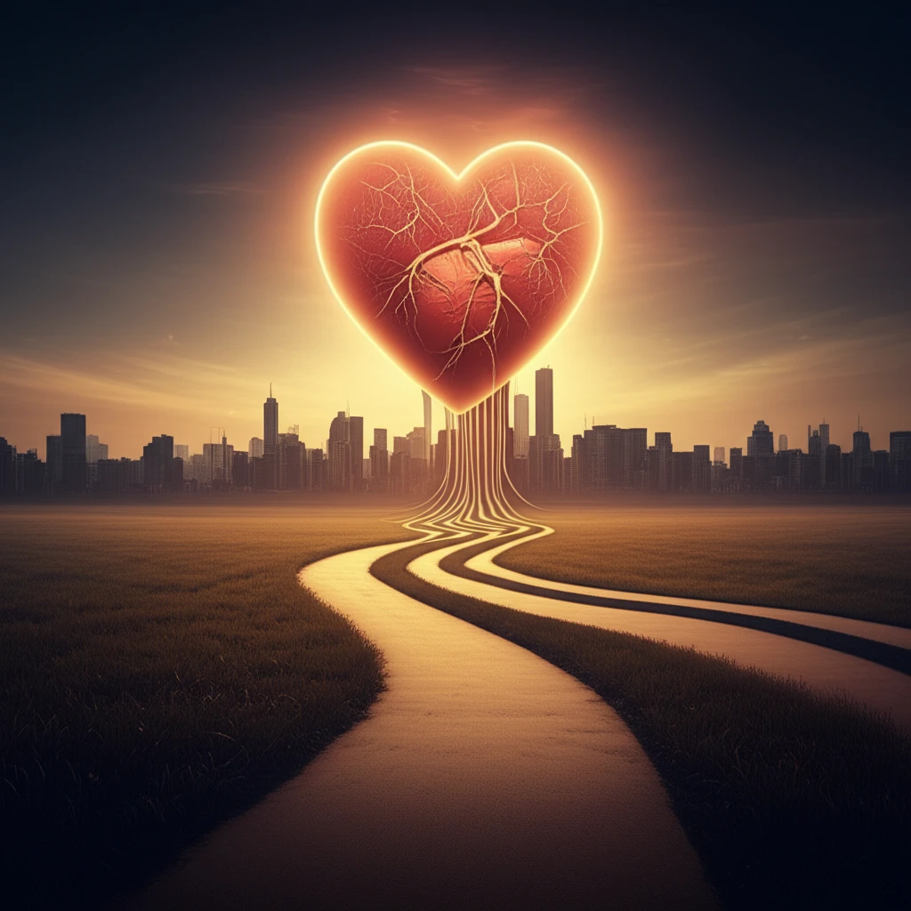 Declining hospitalizations and emergency room visits represented by a glowing heart.
