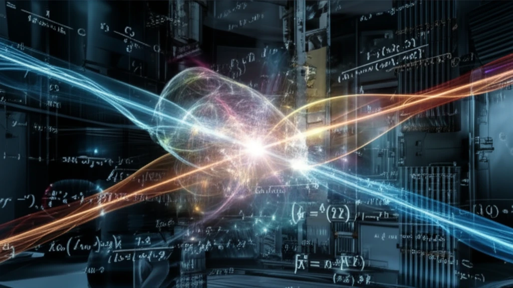 Surreal illustration of particle collisions and quantum correlations.