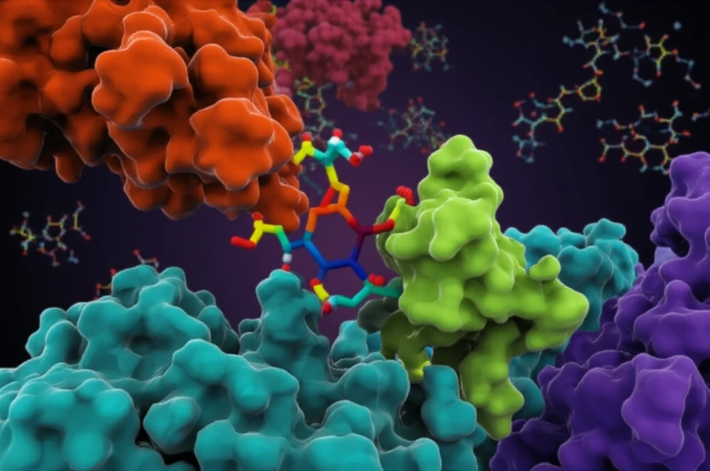 Molecular interaction between a drug candidate and pancreatic lipase.