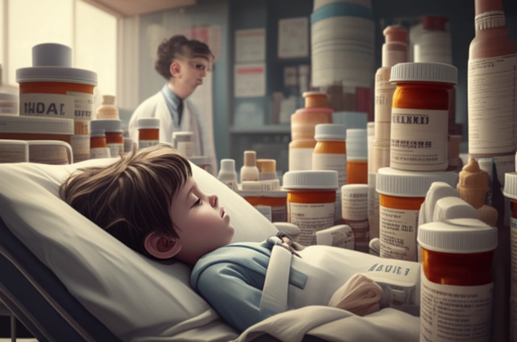 Surreal illustration of medication error concept.