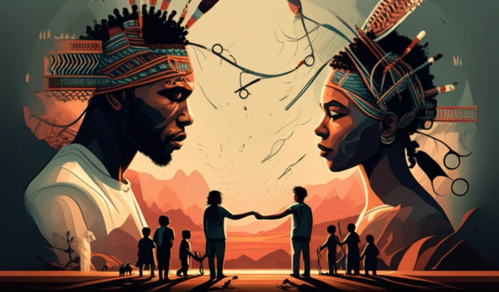 Symbolic image representing the conflict between tradition and modern medicine in South African circumcision rituals.