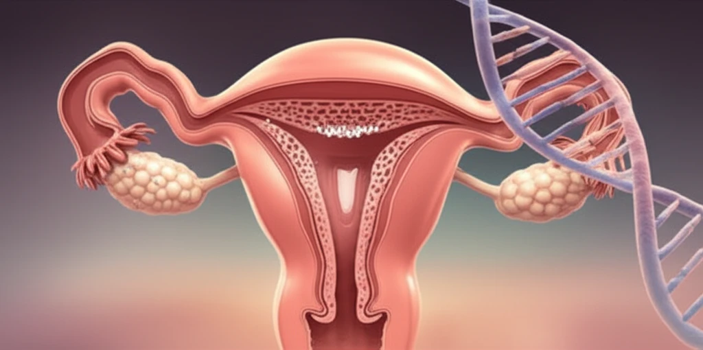 Illustration of a healthy uterus with supportive microfluidic porous scaffolds