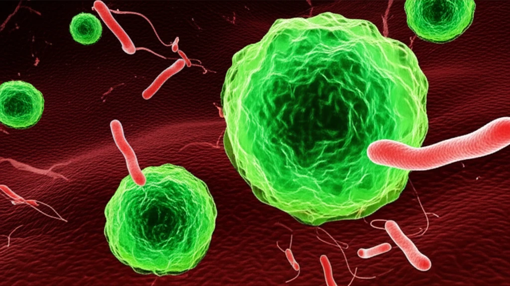 Microscopic view of T cells interacting with Trypanosoma cruzi parasites.