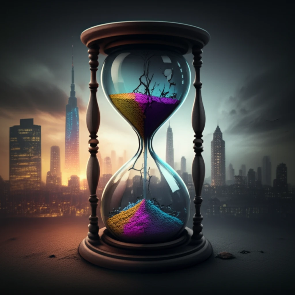 Fractured hourglass representing years of life lost due to health disparities.