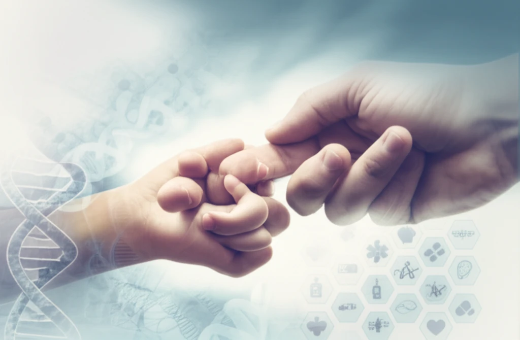 Symbolic illustration of genetic inheritance and support in Sheldon-Hall Syndrome