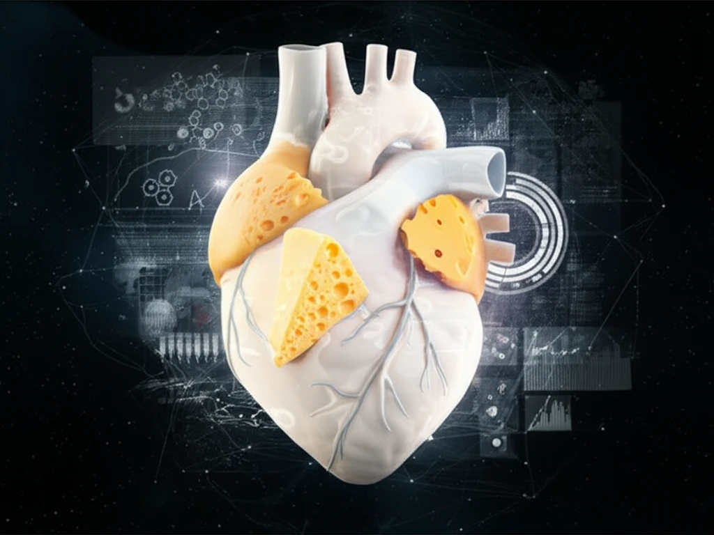 A heart made of dairy products surrounded by data.