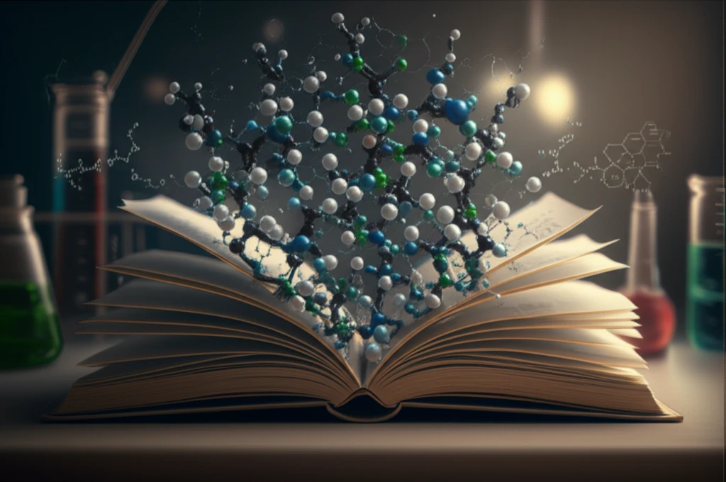 Open book formed by molecules, representing accessible chemical research.
