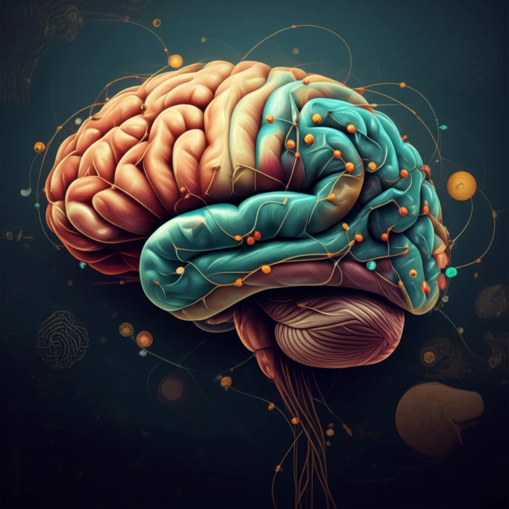 Stylized brain with interconnected pathways representing mental healthcare policy in South Korea.