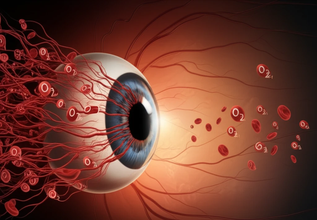 Surreal illustration of retinal oxygenation and blood vessels.