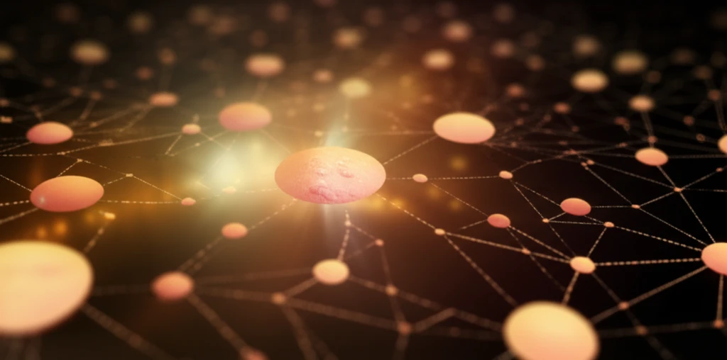 Interconnected nodes symbolizing a supportive social network for chronic skin lesion care.
