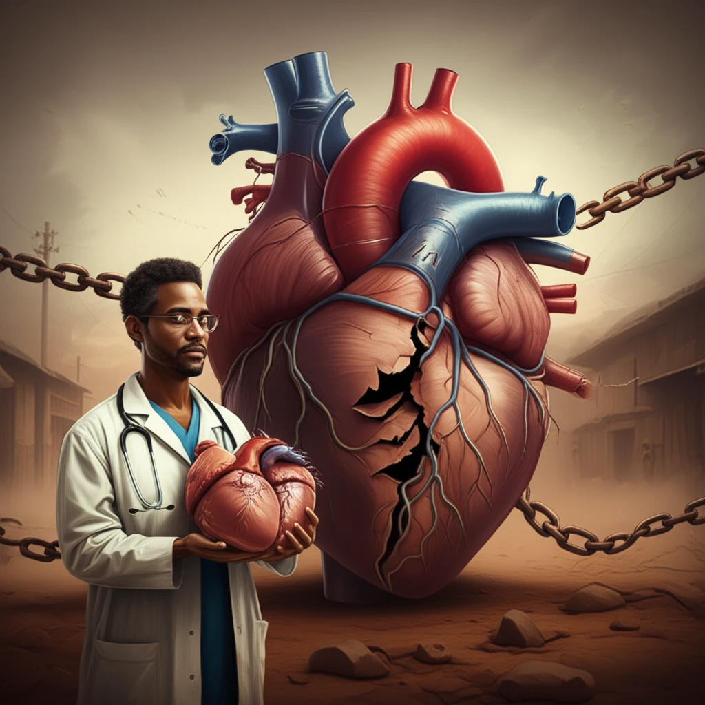Symbolic illustration of Rheumatic Heart Disease impact in a developing country.
