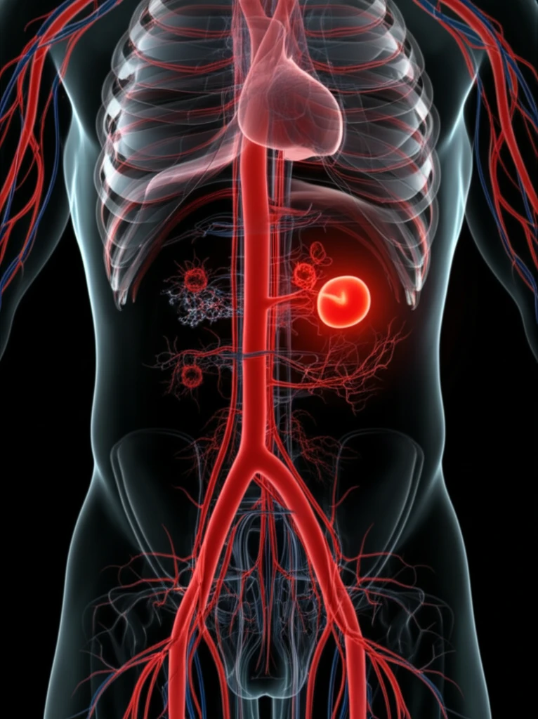 Illustration of blood vessels with a clot in an unusual location, symbolizing the need for medical investigation.