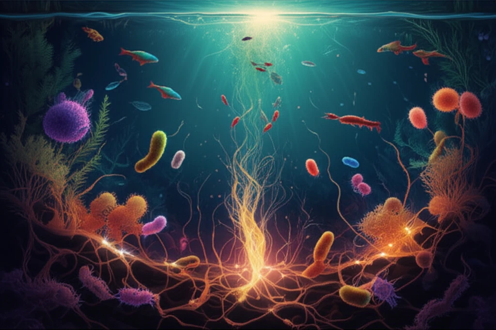 Surreal illustration of lake sediment bacteria linked to a healthy lake.