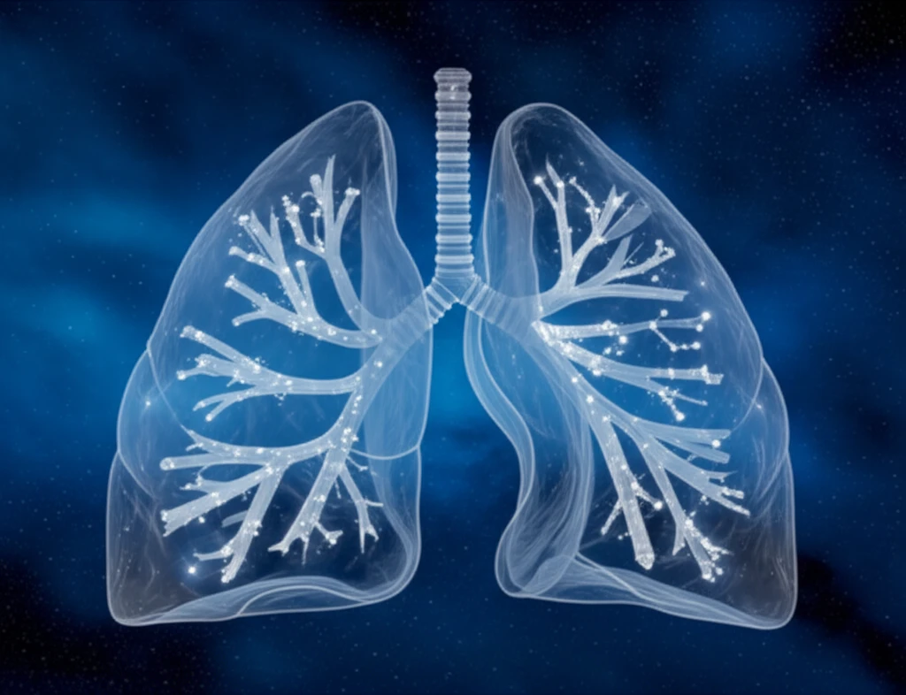 Surreal illustration of lung with calcium crystals.