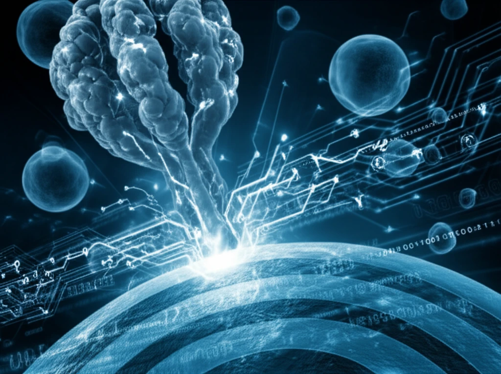 Surreal illustration of a T-cell receptor interacting with a target cell, symbolizing precision medicine.
