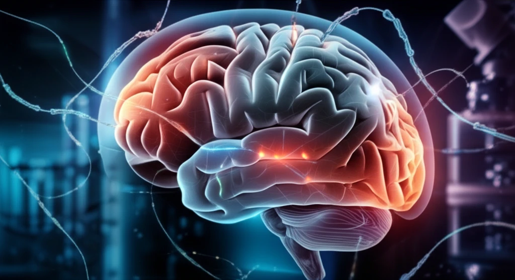Surreal illustration of the brain-microbiome connection.