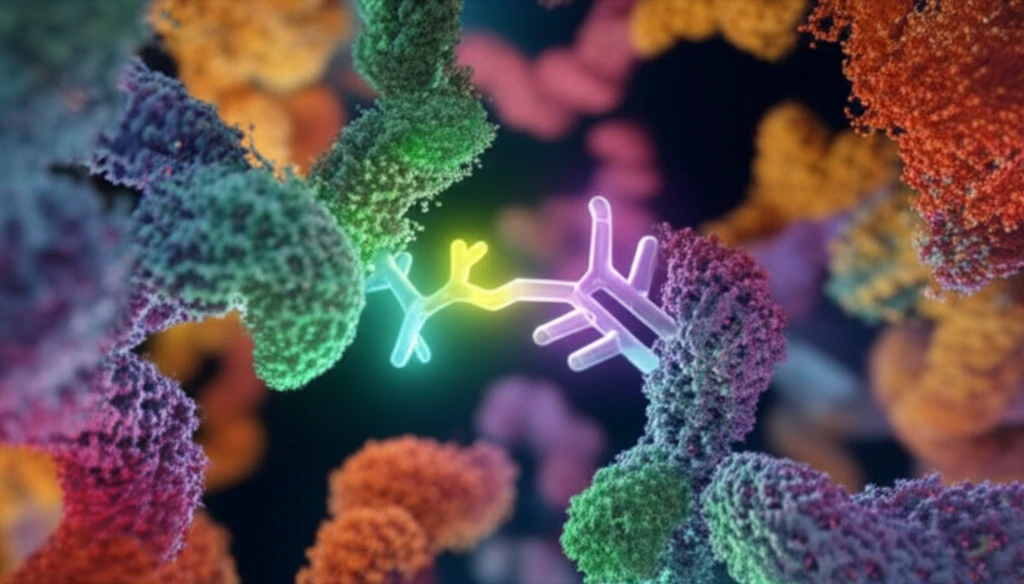 Microscopic view of an antibody domain stabilized by a single lysine residue.