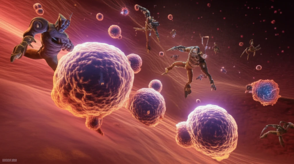 Natural Killer cells attacking tumor cells