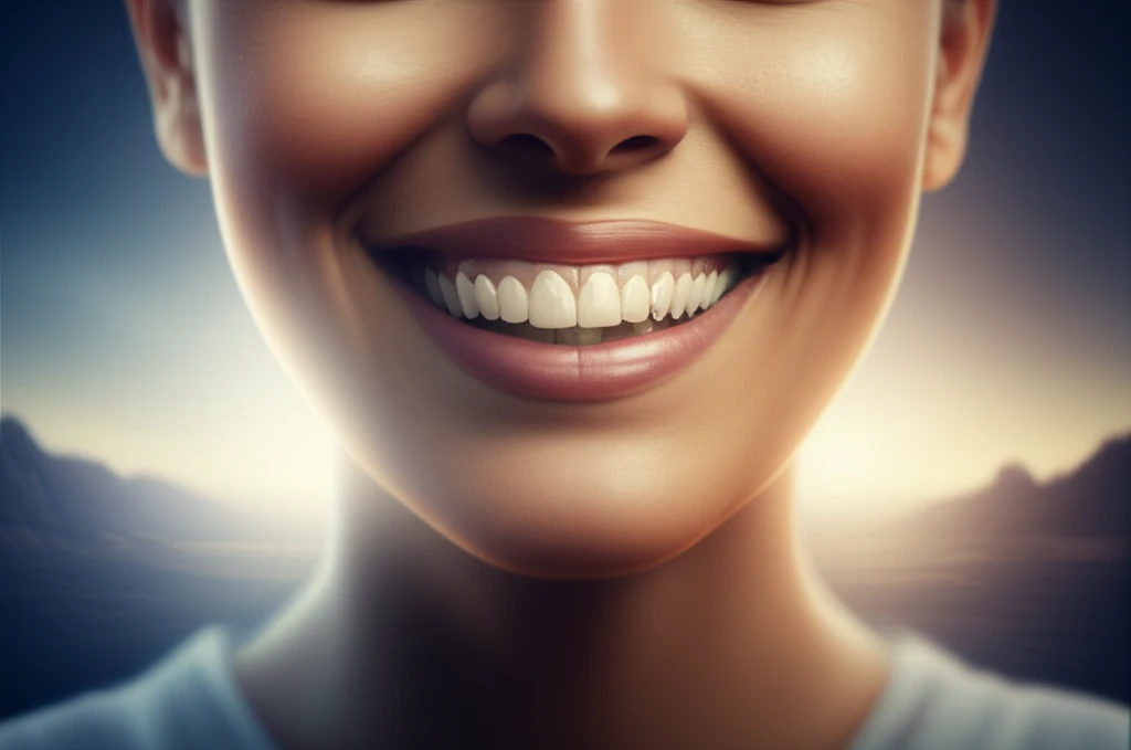 Radiant smile with glowing dental implants representing confidence and improved quality of life.