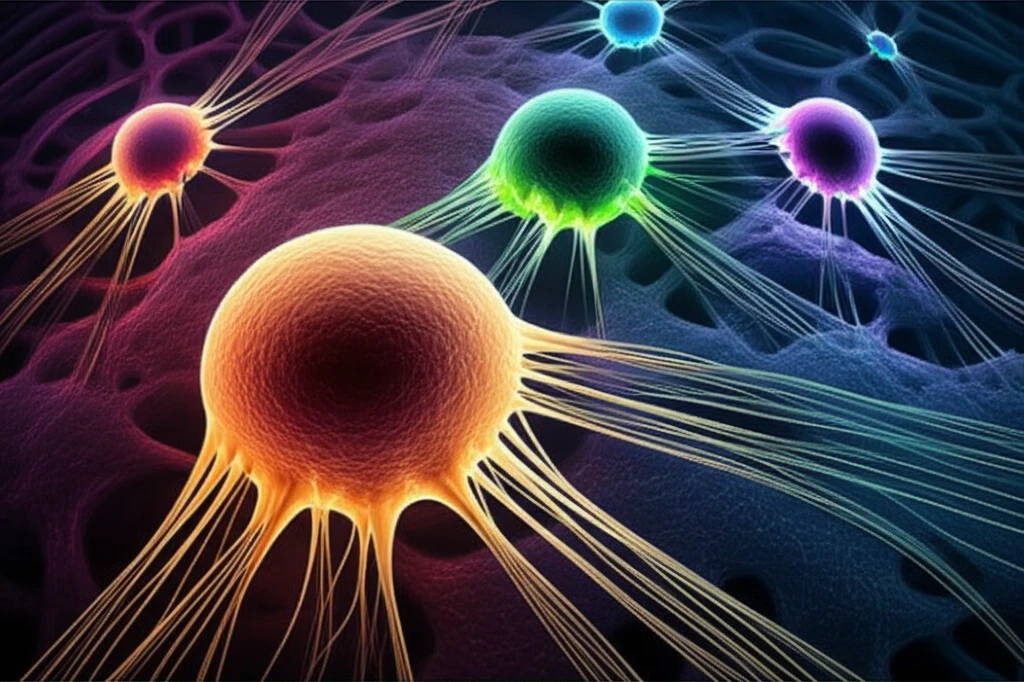 Illustration of cells migrating with tension forces highlighted.