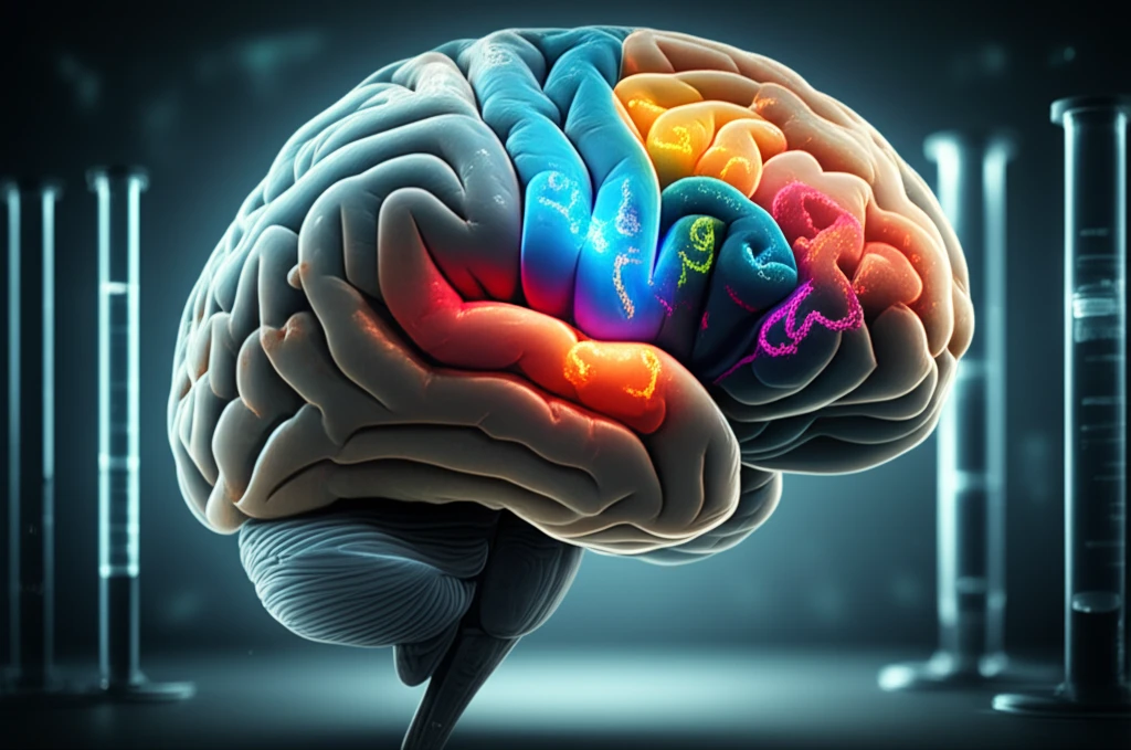 Illustration of misfolded proteins in a brain, representing the detection of vCJD prions.