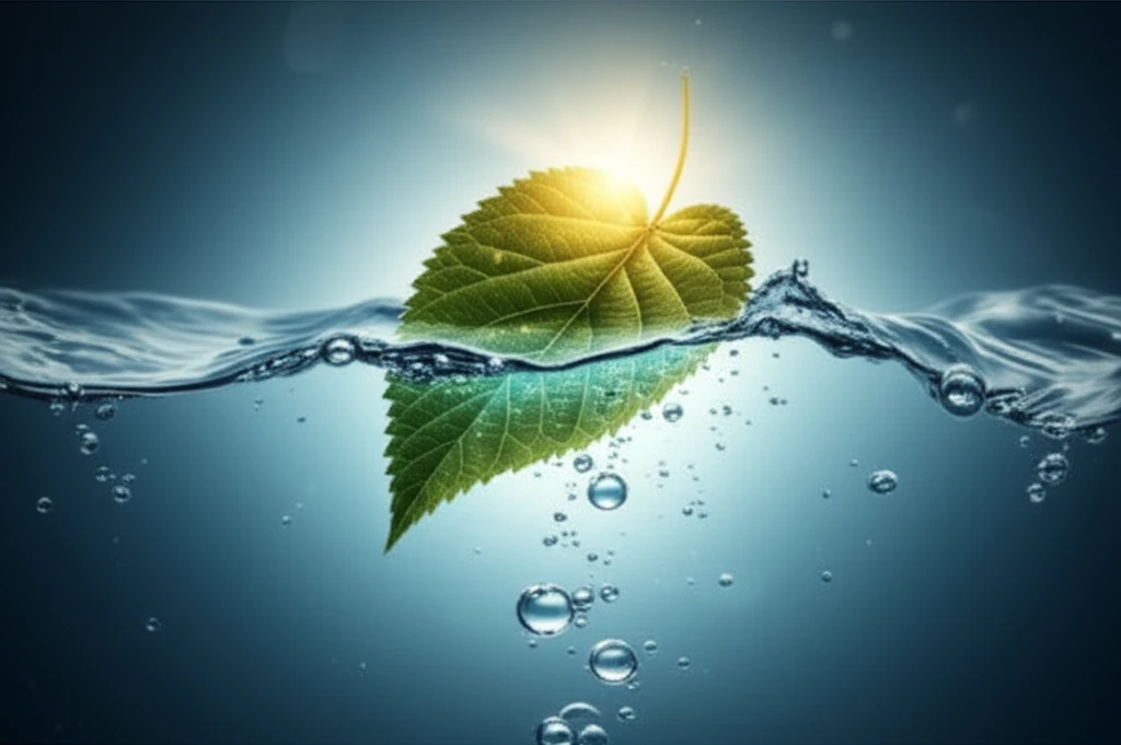 Artificial leaf floating on water, producing hydrogen and oxygen from sunlight.