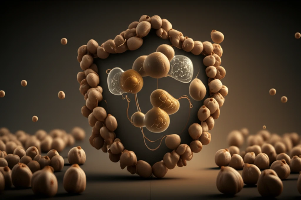 Chickpea seeds forming a shield to represent enzyme inhibition.