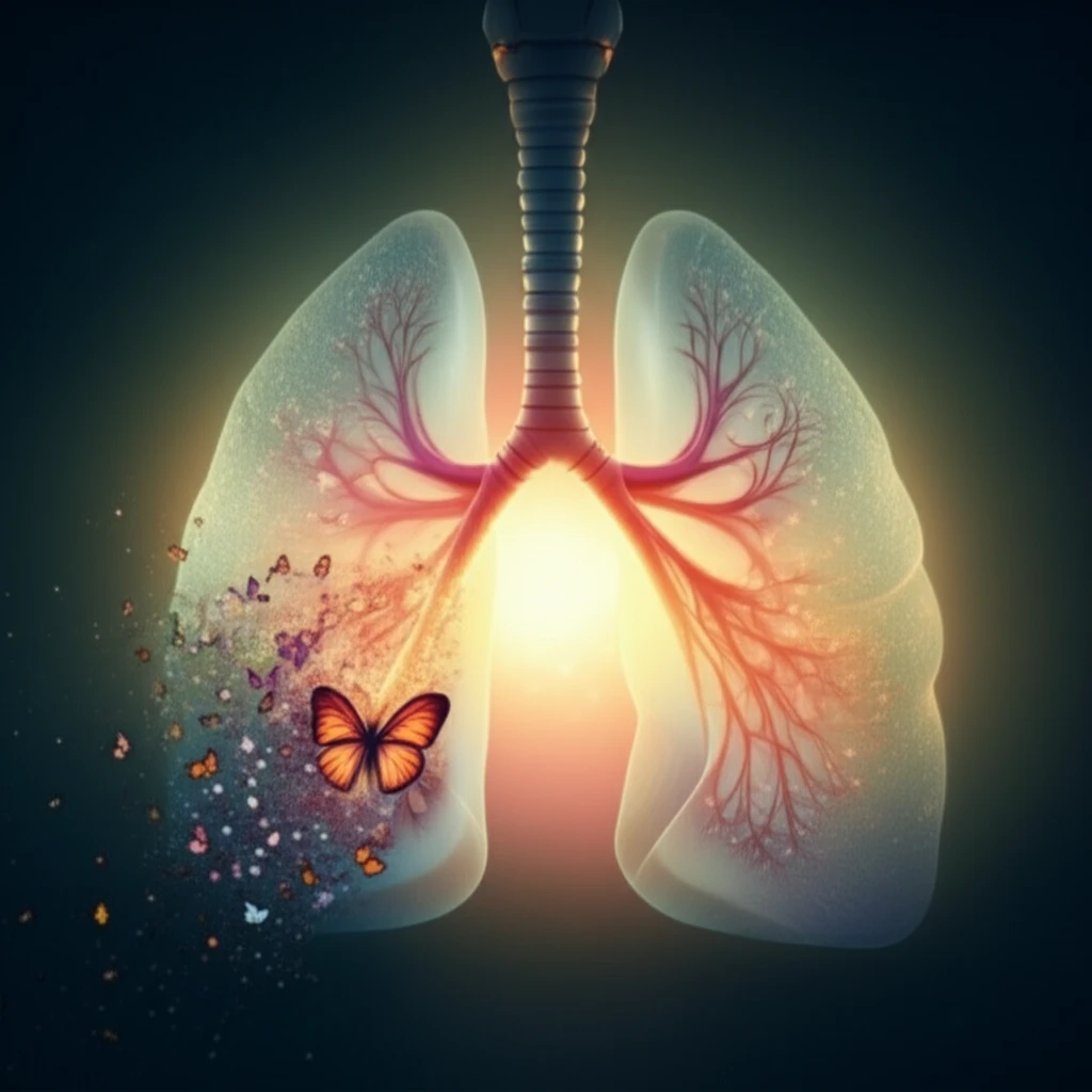 A butterfly fades from a lung as a healthy glow replaces it.