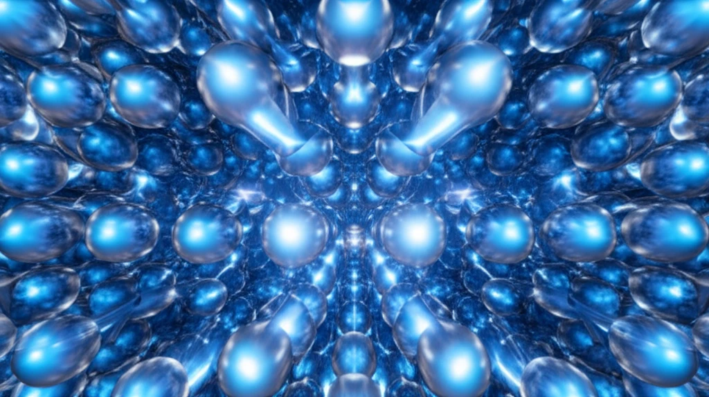 Microscopic view of glowing hollow spheres in a crystalline structure, symbolizing advanced battery technology.