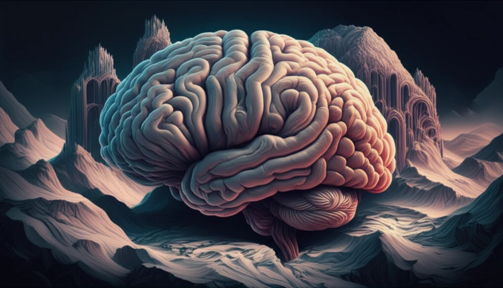 Surreal illustration of brain with hippocampus.