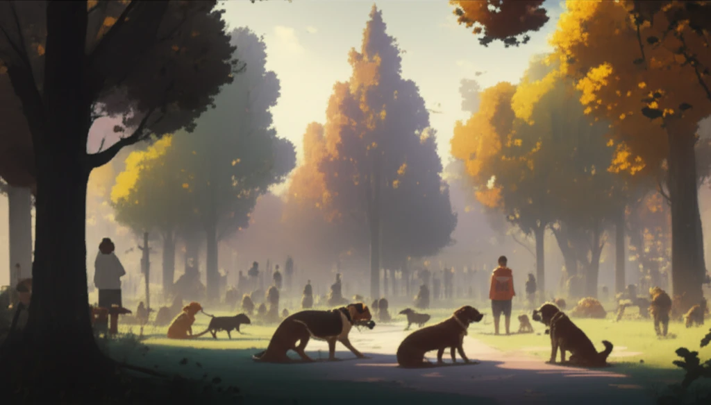 People and dogs coexisting peacefully.