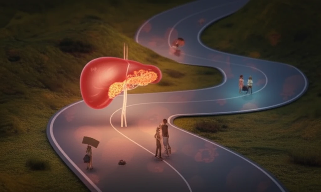 Surreal illustration of digestive tract representing Crohn's disease and gallbladder risks.