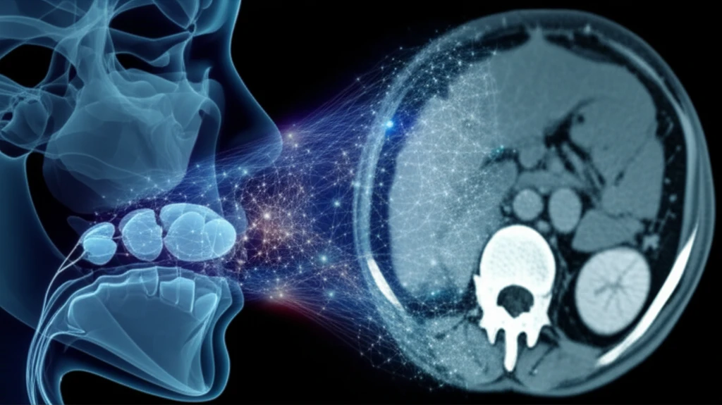 MRI scan transforming into a CT image with AI neural connections