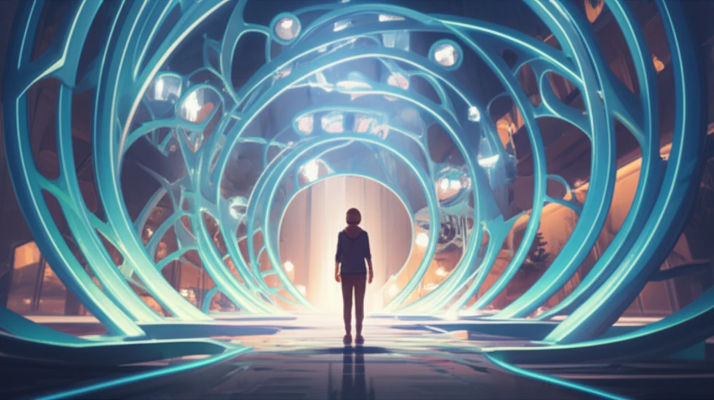 Interconnected pathways symbolize wraparound mental health services, supporting an individual in a thriving community.