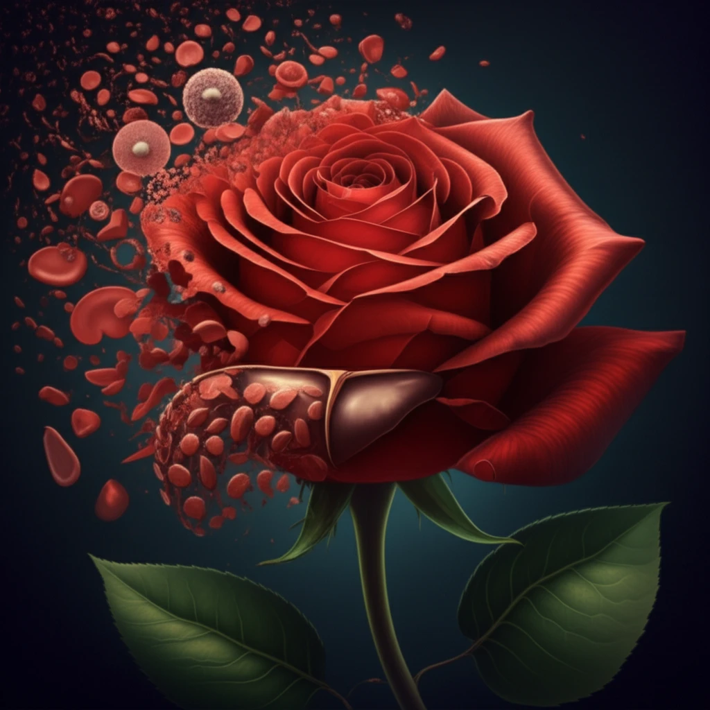 Rose dissolving into liver cells.