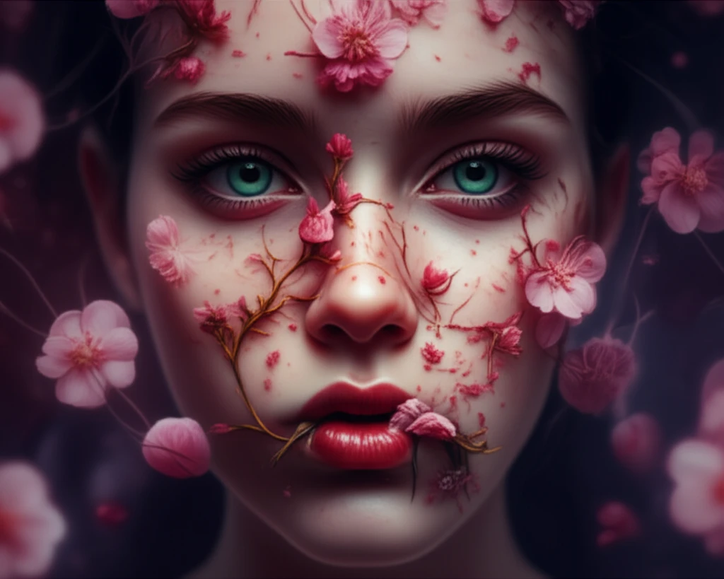 Surreal illustration of Behçet's Disease skin and mucosal manifestations.