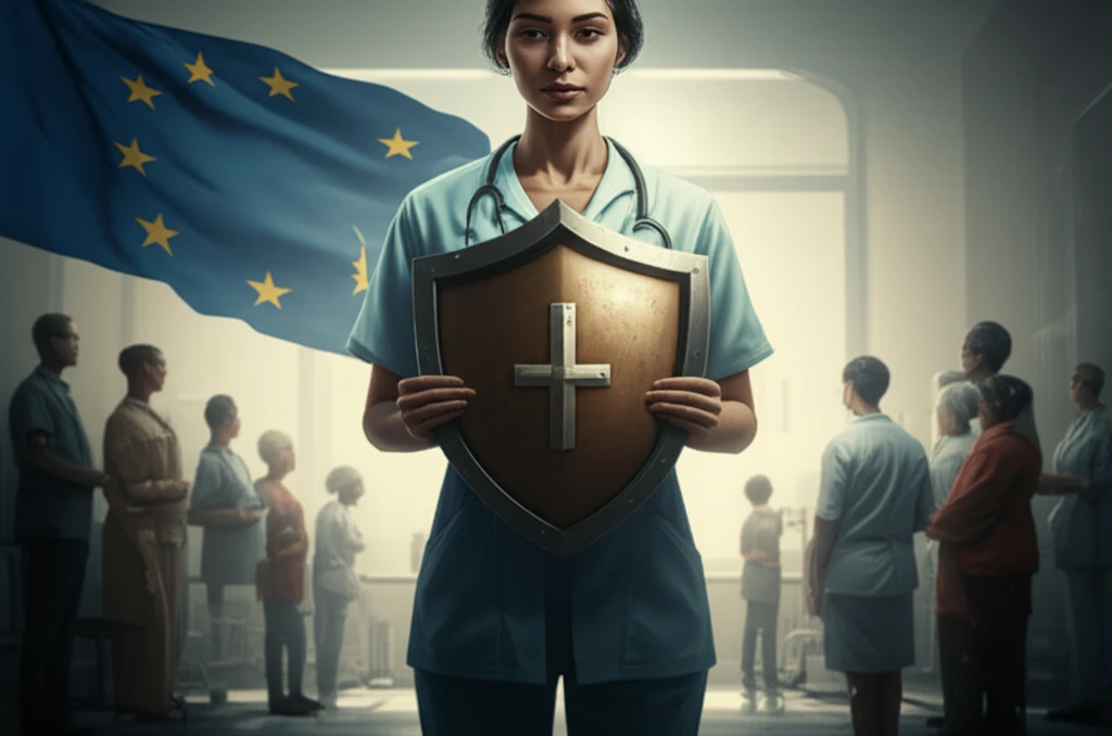 A nurse stands guard, symbolizing protection and competence in healthcare.