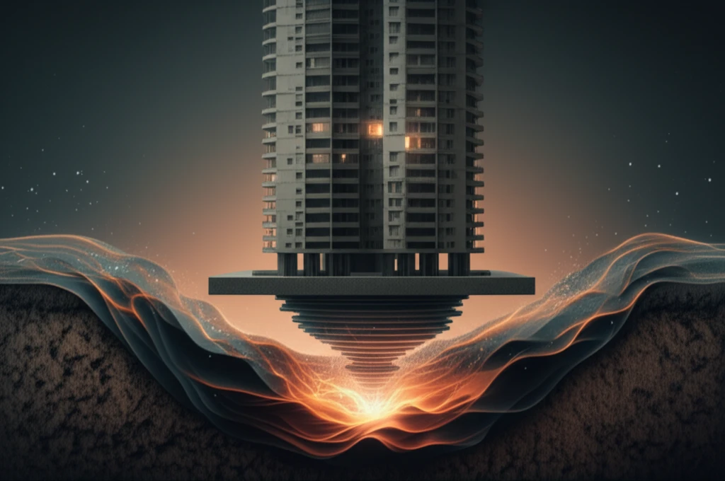 Illustration of soil-structure interaction during an earthquake.