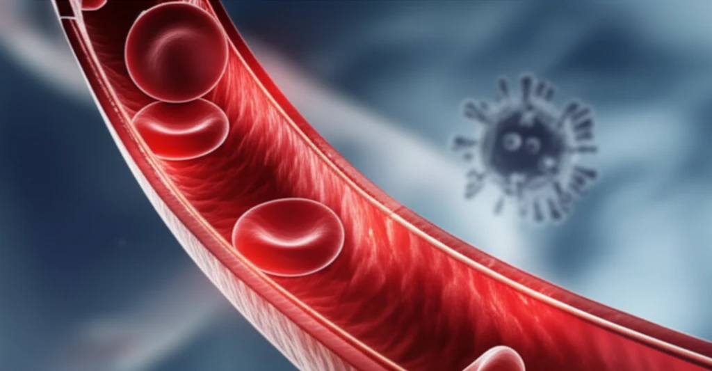 Illustration symbolizing the connection between inflammation, blood vessels, and potential cancer risk.