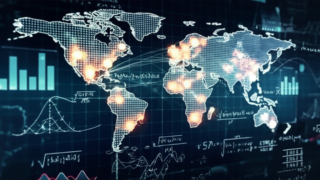 Disease map with glowing hotspots and statistical data
