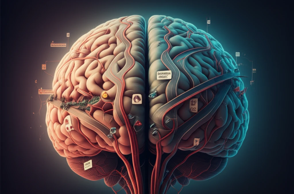 Illustration of the Circle of Willis as an interconnected road network in the brain, symbolizing alternative routes.
