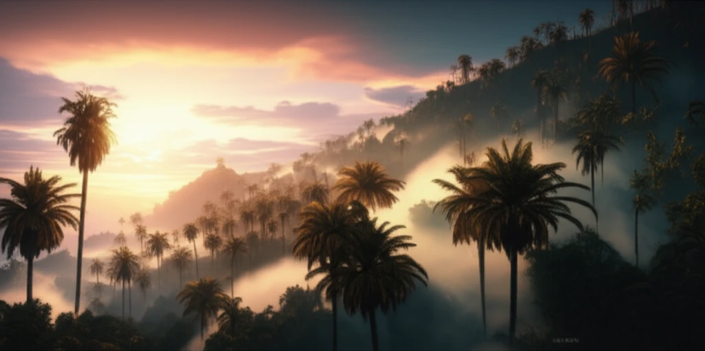 Guadalupe Island palm forest shrouded in fog.