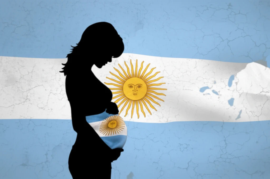 Symbolic image of a pregnant woman in Argentina, representing postpartum depression and hope.