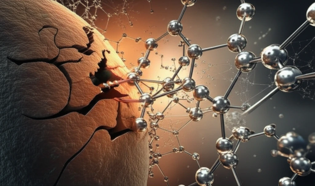 Vanadium molecules attacking a Tuberculosis cell