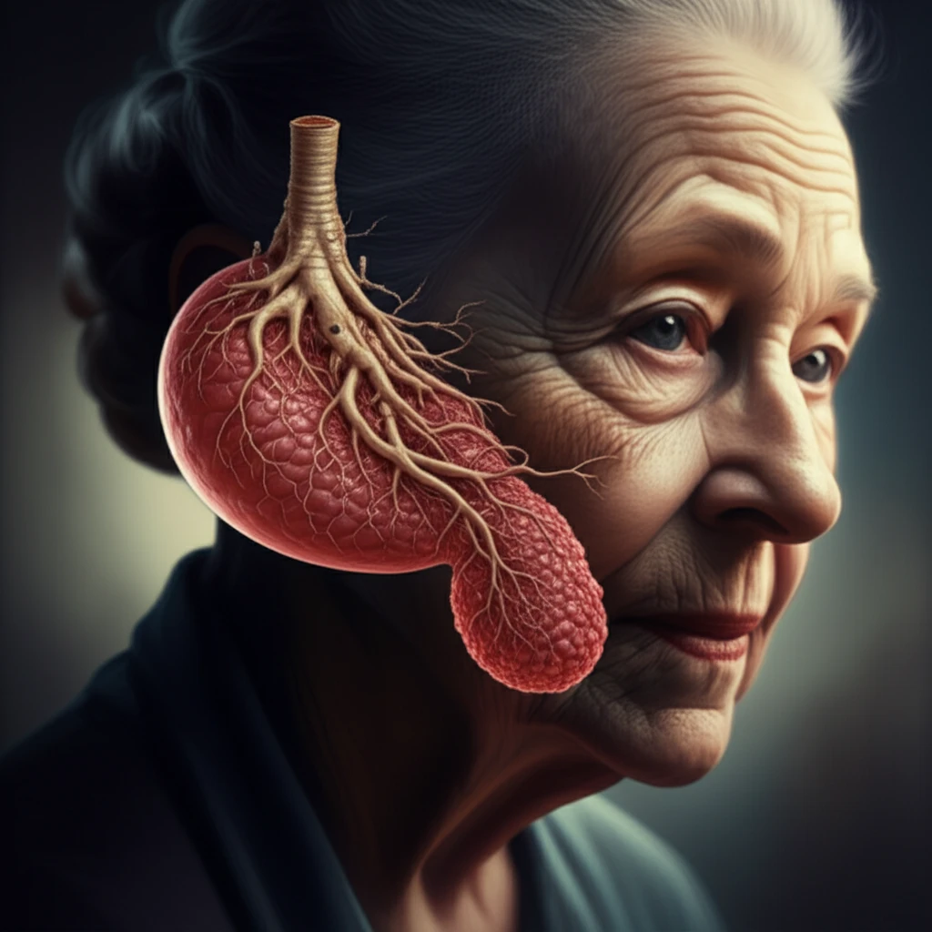 Surreal illustration of gallbladder cancer risk factors.