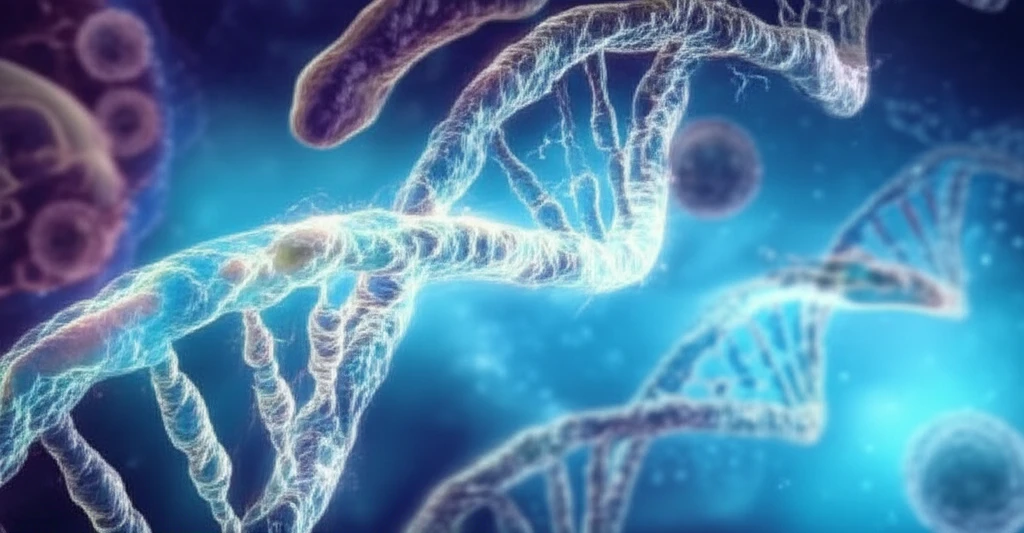 Glowing strands of DNA over pancreatic cells, symbolizing new diabetes insights.