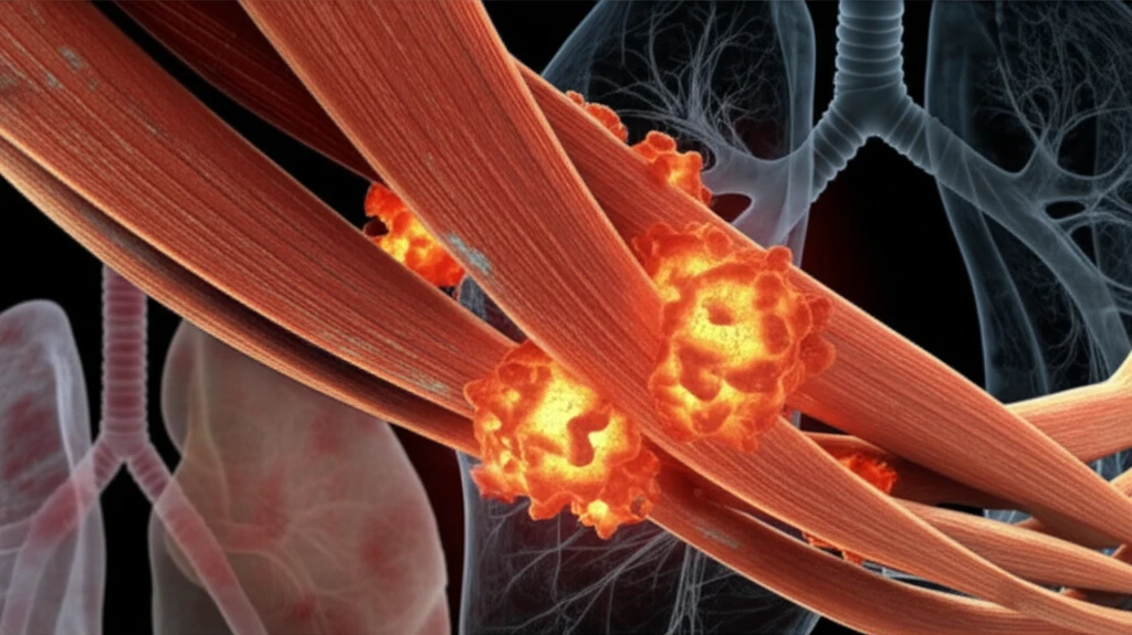 Illustration of muscle inflammation in myositis.